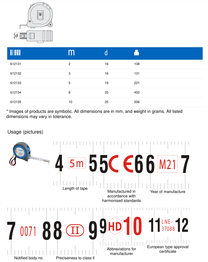 Unior 8 Meter  Measuring Tape #612134