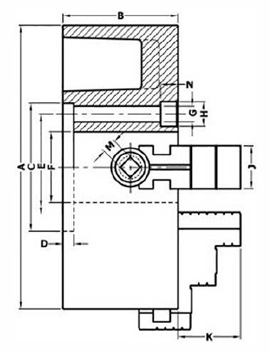 Independent lathe jaw chuck (460 mm,4-Jaws, Double Slot)